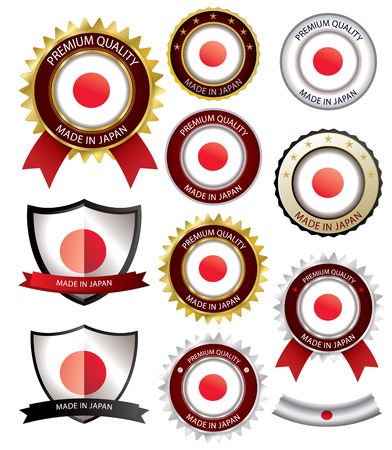 Made in Japan Seal, Japanese Flag (Vector Art)(EPS10)のイラスト素材
