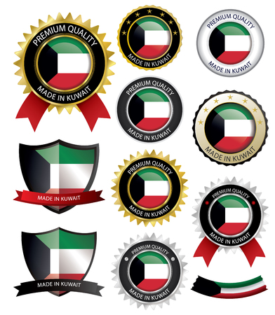 Made in Kuwait Seal, Kuwaiti Flag (Vector Art)(EPS10)のイラスト素材