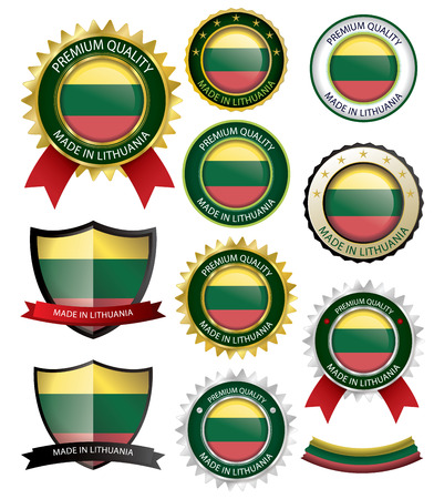 Made in Lithuania Seal, Lithuanian Flag (Vector Art)(EPS10)のイラスト素材