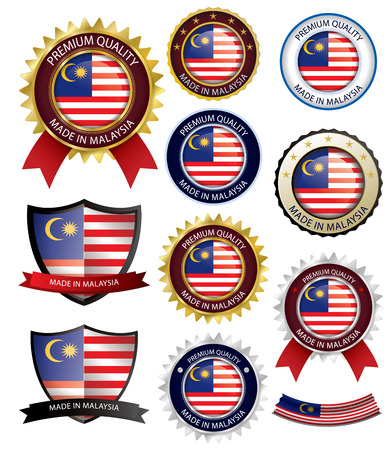 Made in Malaysia Seal, Malaysian Flag (Vector Art)(EPS10)のイラスト素材
