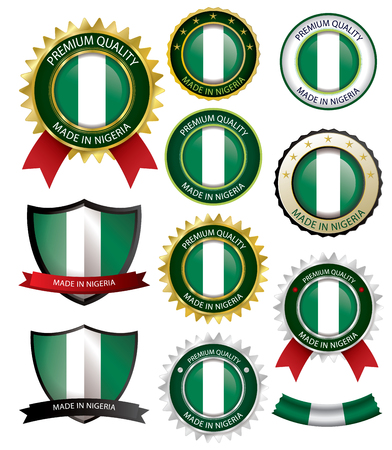 Made in Nigeria Seal, Nigerian Flag (Vector Art)(EPS10)のイラスト素材