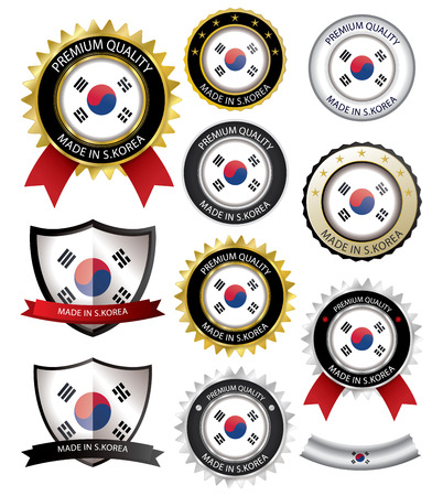 Made in Korea Seal, South Korea Flag (Vector Art)(EPS10)のイラスト素材