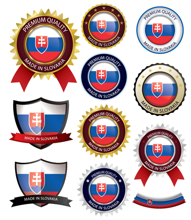 Made in Slovakia Seal, Slovak Flag (Vector Art)(EPS10)のイラスト素材