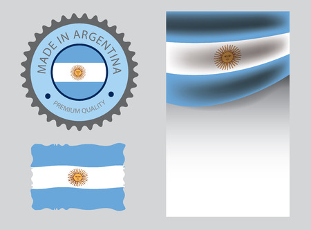 Made in Argentina seal,  flag and color --Vector Art--のイラスト素材