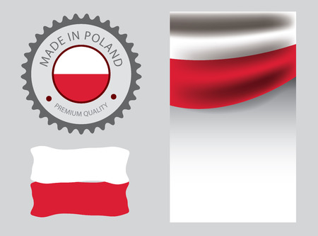 Made in Poland seal,  flag and color --Vector Art--のイラスト素材