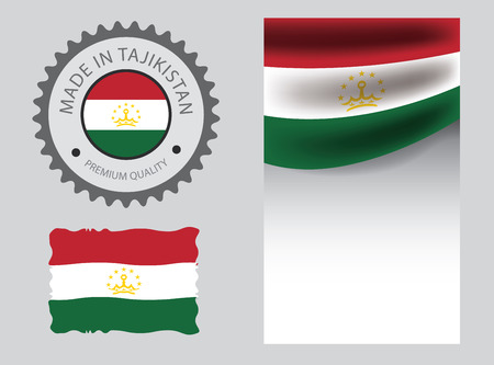 Made in Tajikistan seal, Tajiki flag and color --Vector Art--のイラスト素材