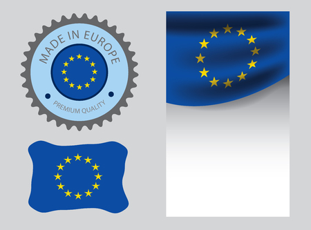 Made in Europe seal,  European Union flag and color --Vector Art--のイラスト素材