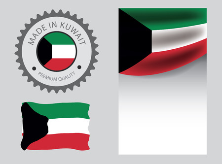 Made in Kuwait seal, Kuwaiti flag and color --Vector Art--のイラスト素材