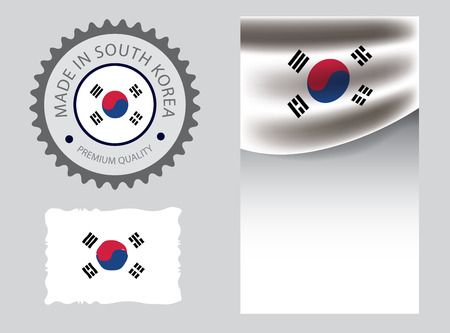 Made in South Korea seal, Korea flag and color --Vector Art--のイラスト素材