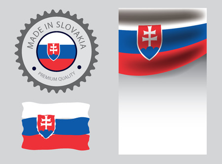 Made in Slovakia seal, Slovak flag and color --Vector Art--のイラスト素材