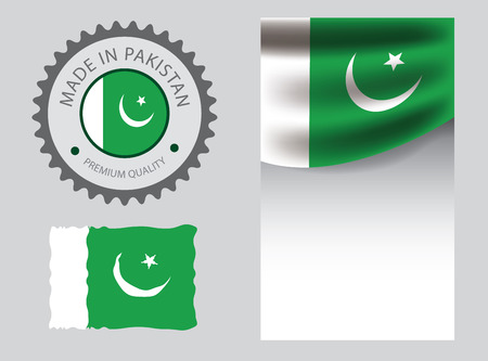 Made in Pakistan seal, Pakistani flag and color --Vector Art--のイラスト素材