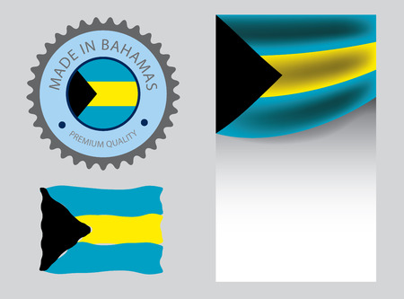 Made in Bahamas seal, Bahamian flag and color --Vector Art--のイラスト素材