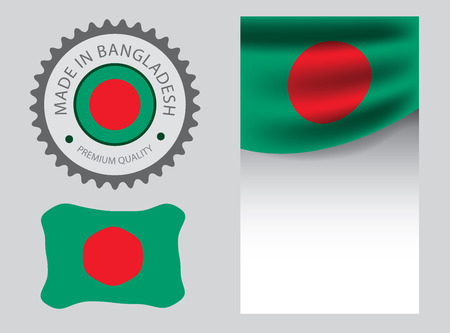 Made in Bangladesh seal, Bangladeshi flag and color --Vector Art--のイラスト素材