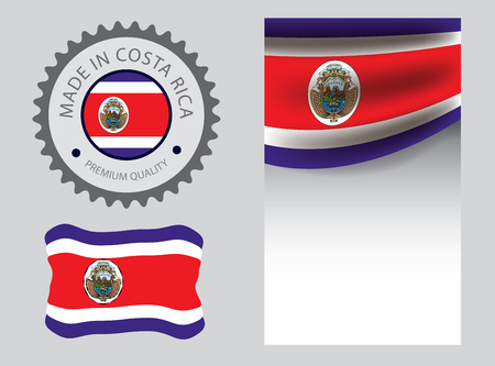 Made in Costa Rica seal,  Costa Rican flag and color --Vector Art--のイラスト素材