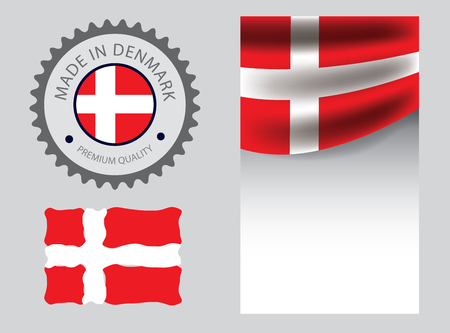 Made in Denmark seal, Danish flag and color --Vector Art--のイラスト素材