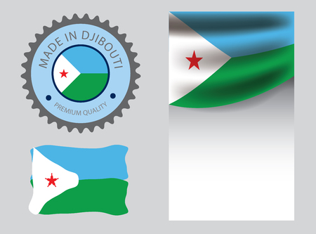 Made in Djibouti seal, Djiboutian flag and color --Vector Art--のイラスト素材