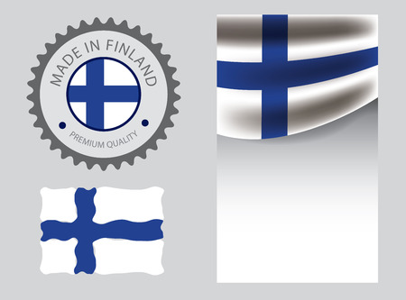 Made in Finland seal, Finnish flag and color --Vector Art--のイラスト素材