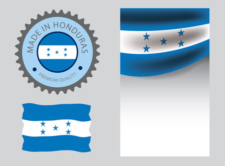 Made in Honduras seal,  Republic Of Honduras flag and color --Vector Art--のイラスト素材