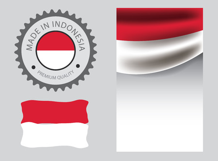 Made in Indonesia seal, Indonesian flag and color --Vector Art--のイラスト素材