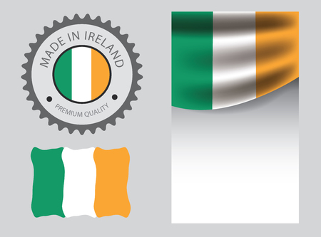Made in Ireland seal, Irish flag and color --Vector Art--のイラスト素材
