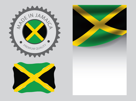 Made in Jamaica seal, Jamaican flag and color --Vector Art--のイラスト素材