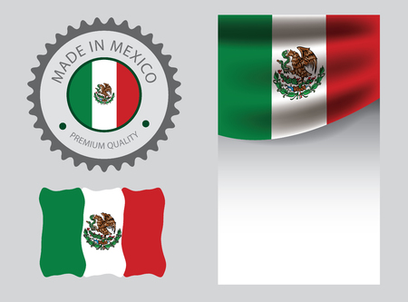 Made in Mexico seal, Mexican flag and color --Vector Art--のイラスト素材