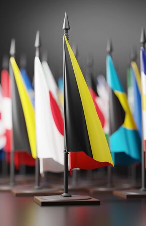 BELGIUM NATIONAL FLAG ARTWORK ,BELGIAN COLORS (3D RENDER)の写真素材