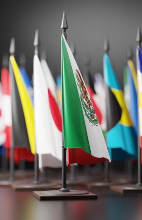 MEXICO NATIONAL FLAG ARTWORK ,MEXICAN COLORS (3D RENDER)の写真素材