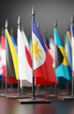 PHILIPPINES NATIONAL FLAG ARTWORK ,FILIPINO COLORS (3D RENDER)の写真素材