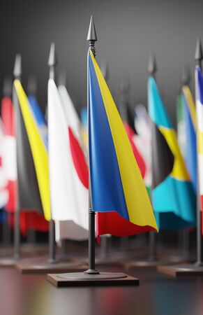 ROMANIA NATIONAL FLAG ARTWORK ,ROMANIAN COLORS (3D RENDER)の写真素材