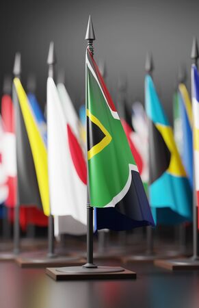 SAFRICA NATIONAL FLAG ARTWORK ,SOUTH AFRICAN COLORS (3D RENDER)の写真素材