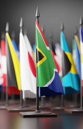 SAFRICA2 NATIONAL FLAG ARTWORK ,SOUTH AFRICAN COLORS (3D RENDER)の写真素材