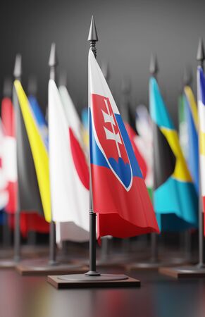 SLOVAKIA NATIONAL FLAG ARTWORK ,SLOVAK COLORS (3D RENDER)の写真素材