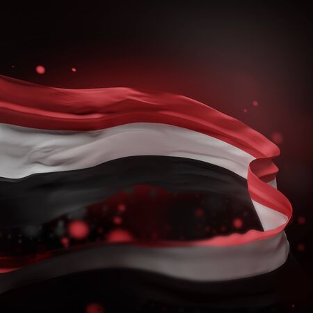 YAMEN NATIONAL FLAG ARTWORK ,YEMENI COLORS (3D RENDER)の写真素材