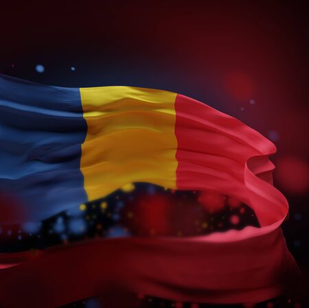 ROMANIA NATIONAL FLAG ARTWORK ,ROMANIAN COLORS (3D RENDER)の写真素材