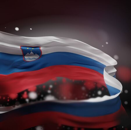 SLOVENIA NATIONAL FLAG ARTWORK ,SLOVENE COLORS (3D RENDER)の写真素材
