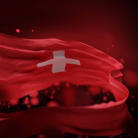 SWISS NATIONAL FLAG ARTWORK ,SWISS COLORS (3D RENDER)の写真素材