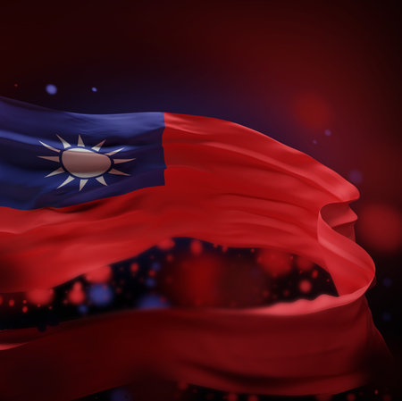 TAIWAN NATIONAL FLAG ARTWORK ,TAIWANESE COLORS (3D RENDER)の写真素材