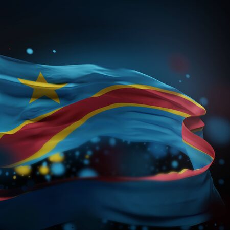 CONGO NATIONAL FLAG ARTWORK ,DEMOCRATIC REPUBLIC OF THE CONGO COLORS (3D RENDER)の写真素材