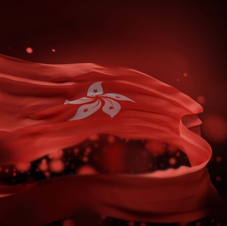 HONGKONG NATIONAL FLAG ARTWORK ,HONG-KONG COLORS (3D RENDER)の写真素材