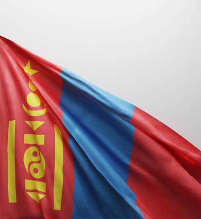 Mongolian Flag, Mongolia National Colors Background  <<3D Rendering>>の写真素材