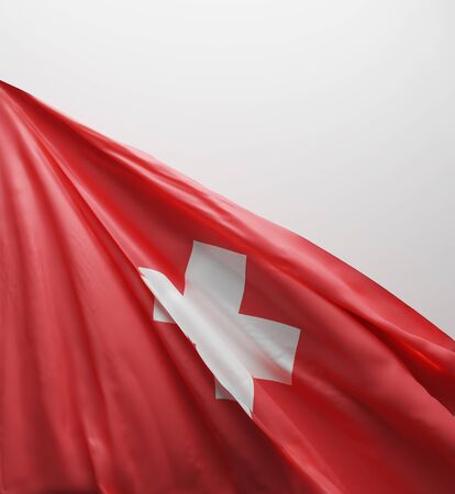 Swiss Flag, Switzerland National Colors Background  <<3D Rendering>>の写真素材