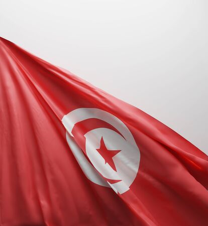 Tunisian Flag, Tunisia National Colors Background  <<3D Rendering>>の写真素材