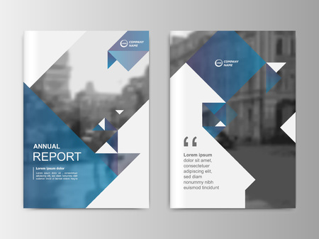 Annual report, flyer, presentation, brochure. Front page report , book cover layout design. Design layout template in A4 size . Abstract blue transparent polygons cover templatesのイラスト素材
