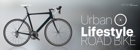 Realistic Road Bike Black Carbon Sport Bike Isolated On Gradient