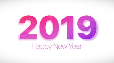 2019 Happy New Year. Purple text on a white background. Design Vector illustration EPS 10 file.のイラスト素材