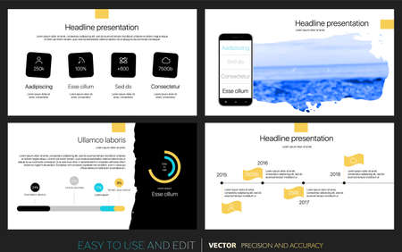 Creative presentation templates with editable design elements and infographicsのイラスト素材