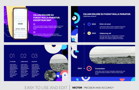 Creative presentation templates with editable design elements and infographicsのイラスト素材