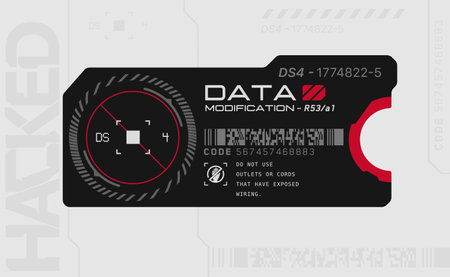 Cyberpunk decal. Vector sticker, label in futuristic style. Sci fi signs, inscriptions and symbols.のイラスト素材