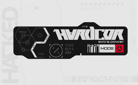 Cyberpunk decal. Vector sticker, label in futuristic style. Sci fi signs, inscriptions and symbols.のイラスト素材